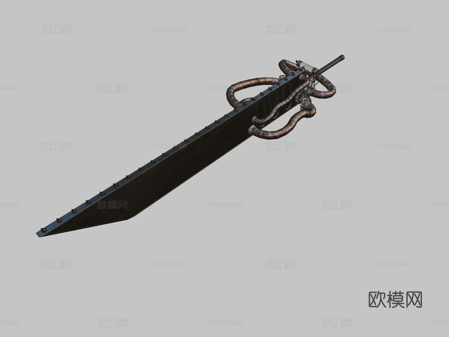 蒸汽朋克破坏剑3d模型下载（渲染图2）