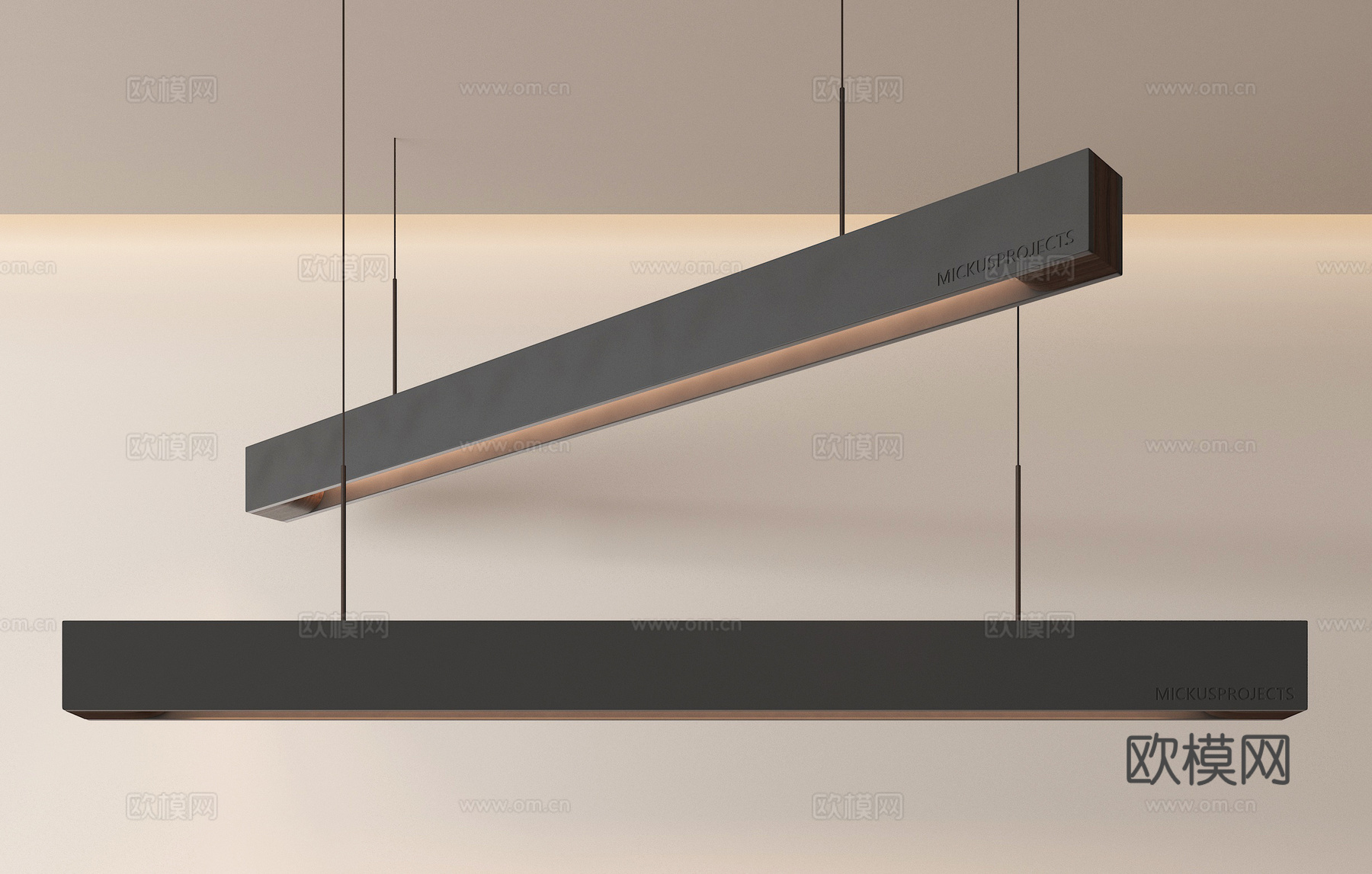 现代一字型吊灯 金属吊灯  条形吊灯su模型