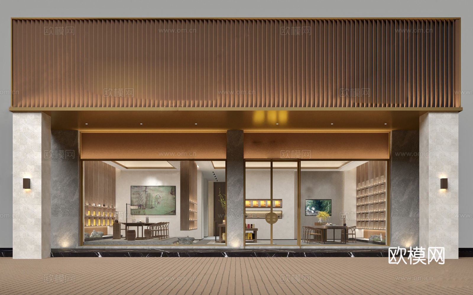 茶楼会所 最新全套施工图 效果图合集cad施工图