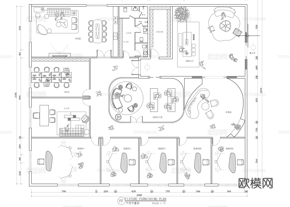 网红直播室 工作室 直播间  最新全套施工图合集cad施工图