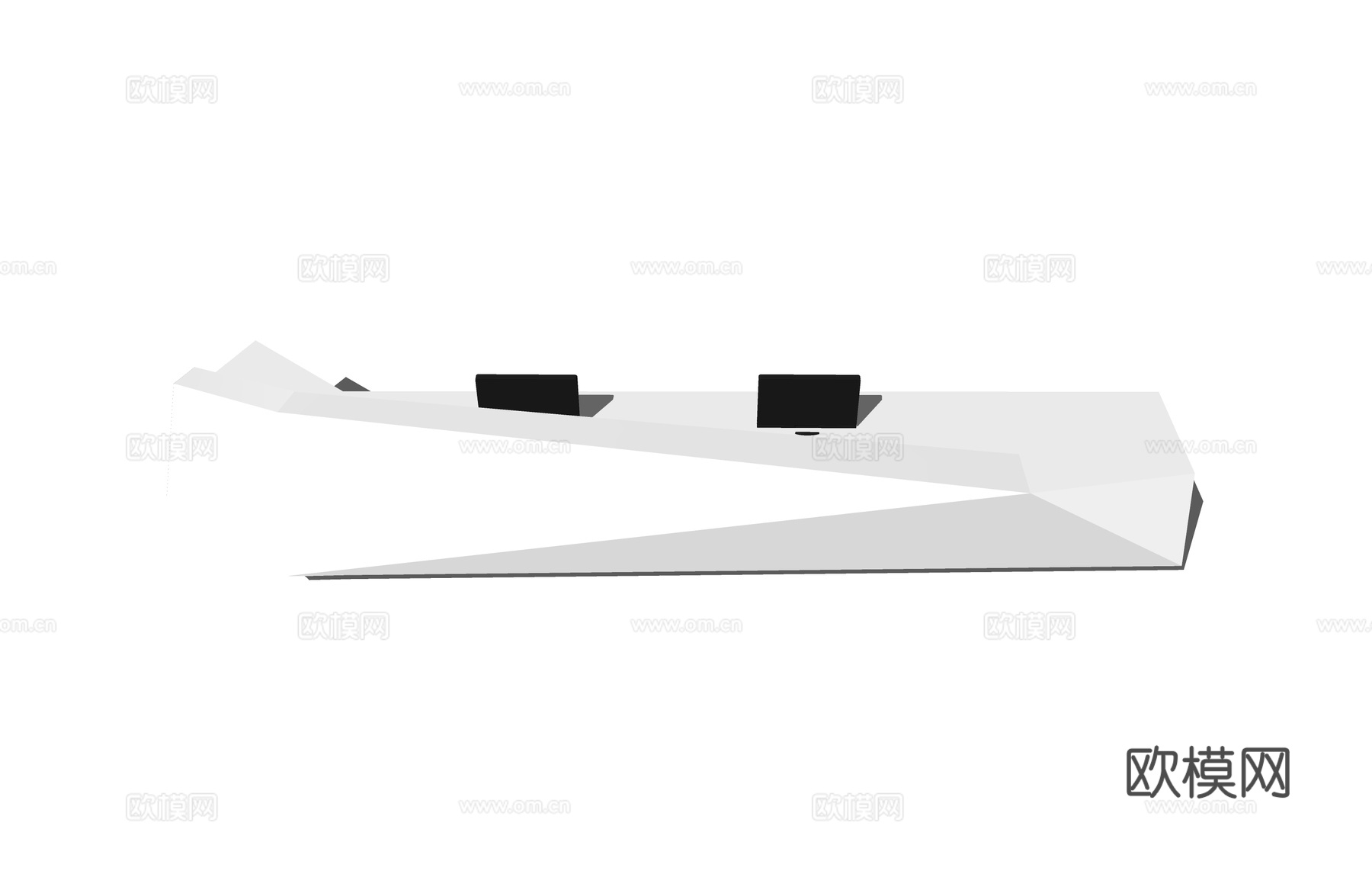 酒店前台 展厅 办公空间 办公室 电脑 前台接待 大厅su模型