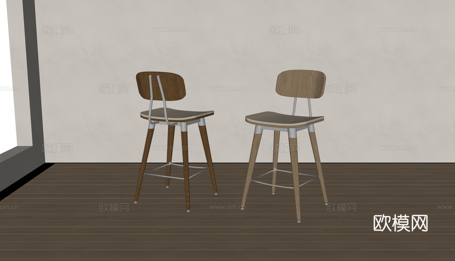Minotti现代餐椅 实木餐椅 吧椅su模型