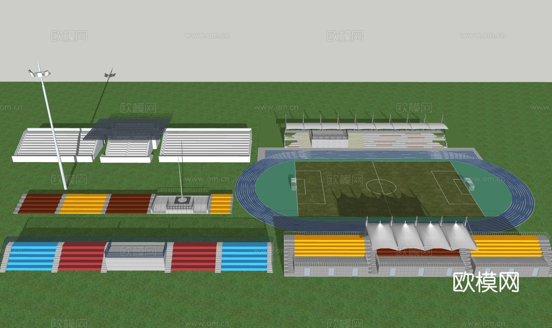 体育场看台su模型