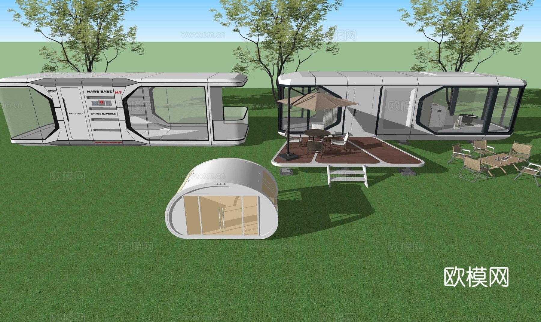 太空舱建筑su模型