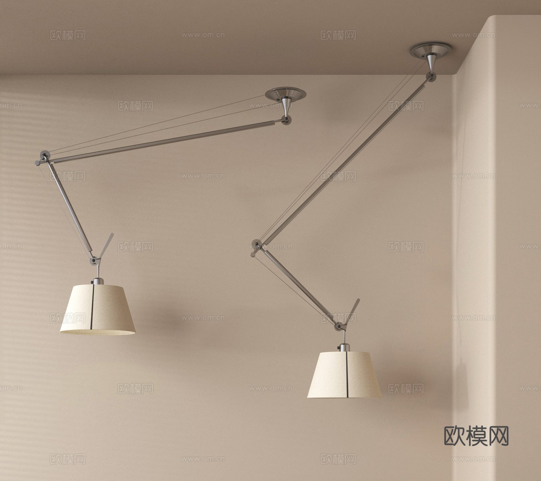 现代吊灯 摇臂灯 移位灯 不锈钢吊灯 金属吊灯su模型