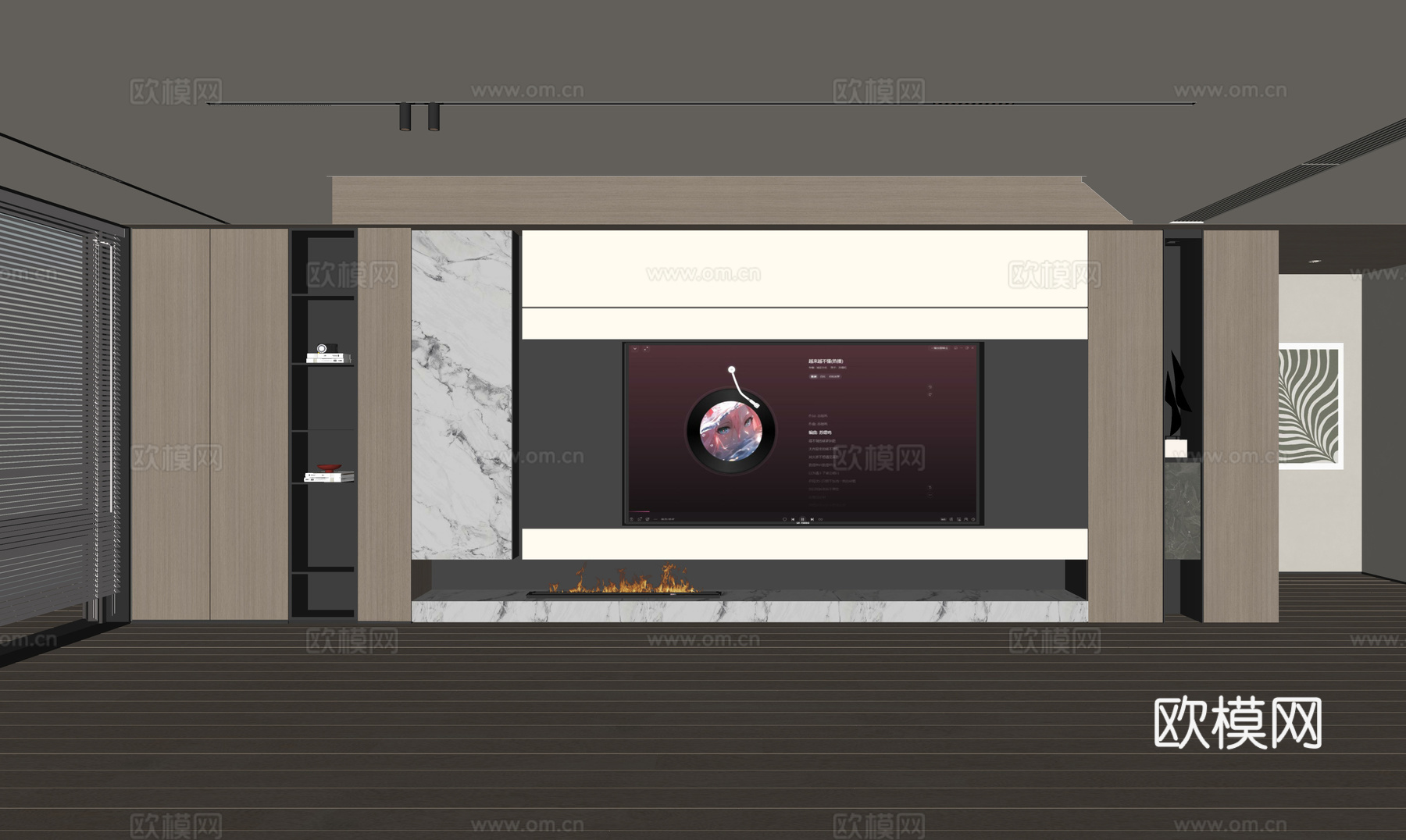 现代客厅 奶油客厅 电视背景墙 客厅背景 奶油风背景墙su模型