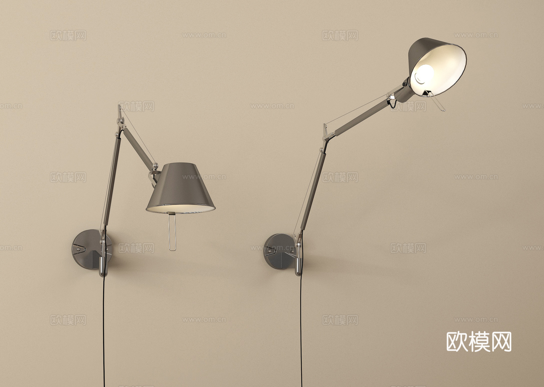 现代摇臂壁灯 室内壁灯 金属壁灯su模型