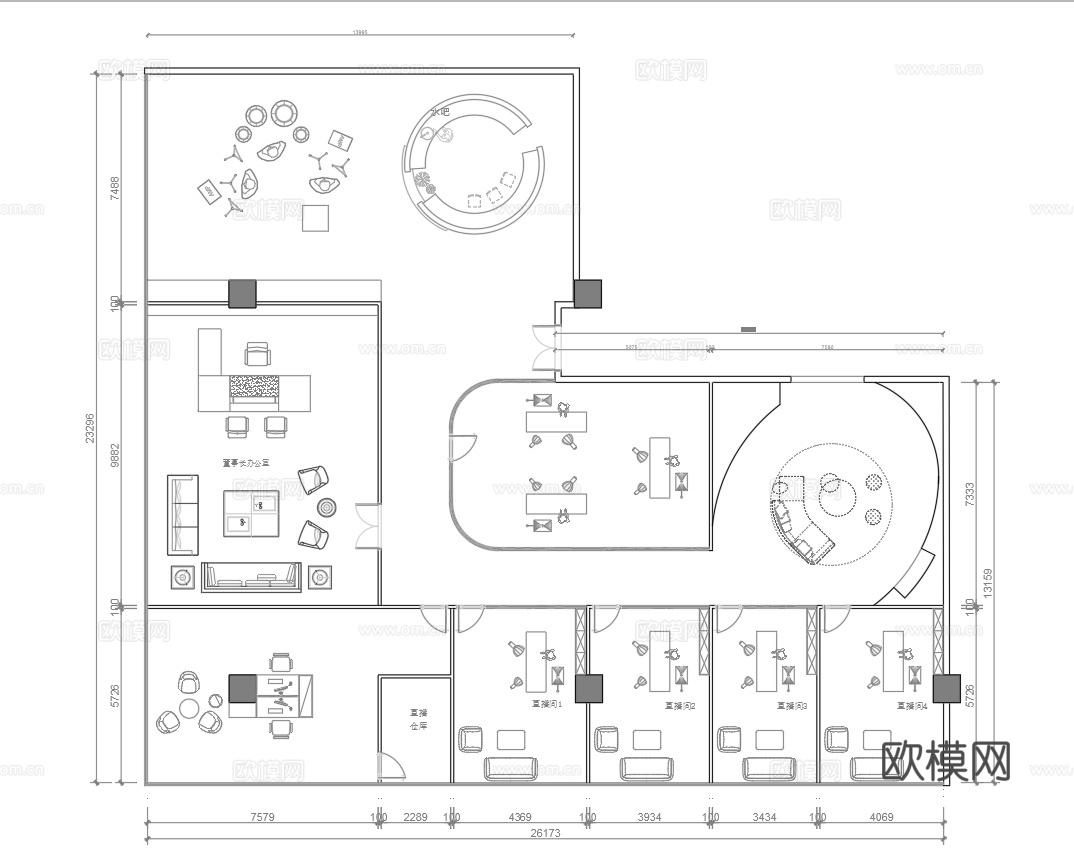 网红直播室 工作室 直播间  最新全套施工图合集cad施工图