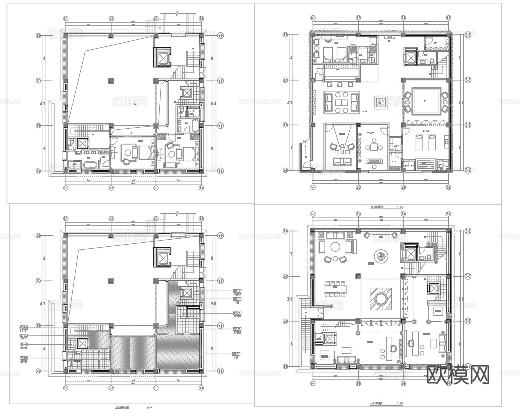 高档会所 最新全套施工图合集cad施工图