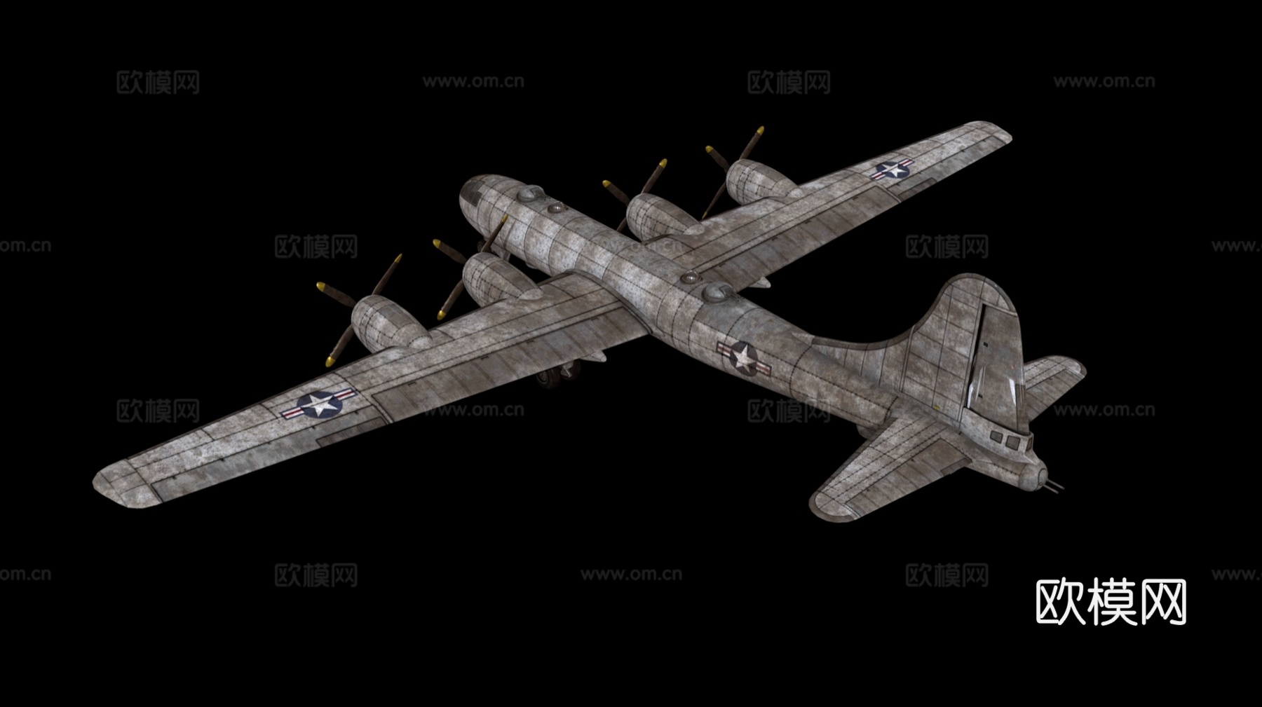 B-29轰炸机 飞机 螺旋桨战略轰炸机 老式飞机 复古飞机3d模型下载（渲染图3）