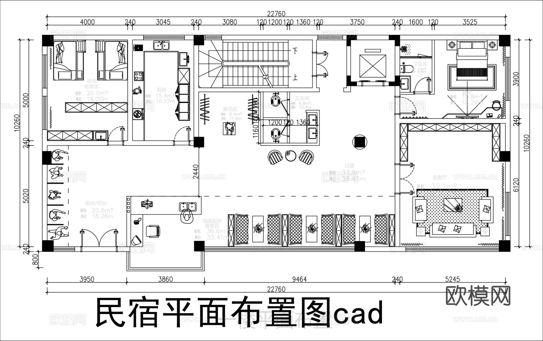 整套民宿平面图cadcad施工图