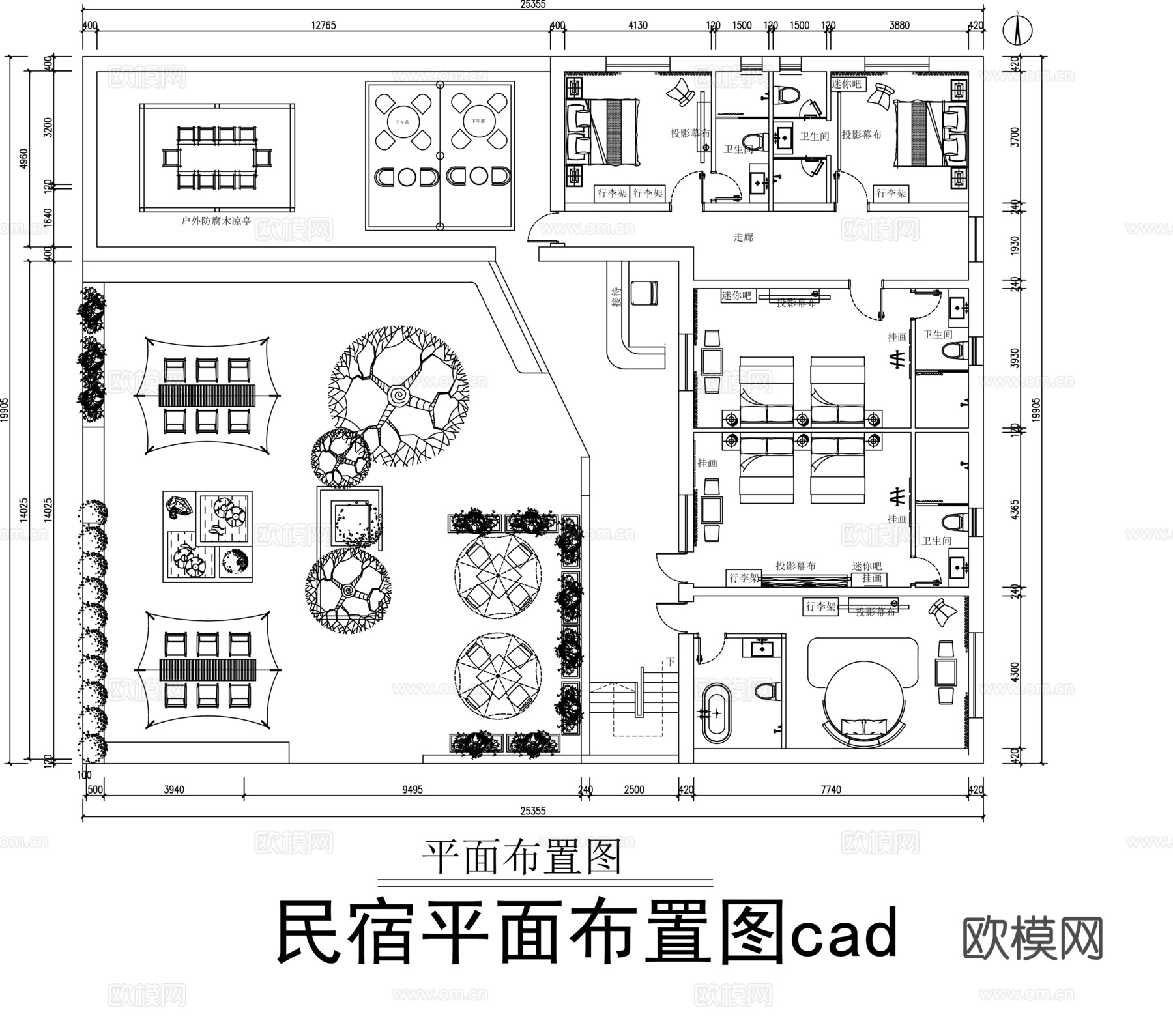 酒店民宿平面图cadcad施工图