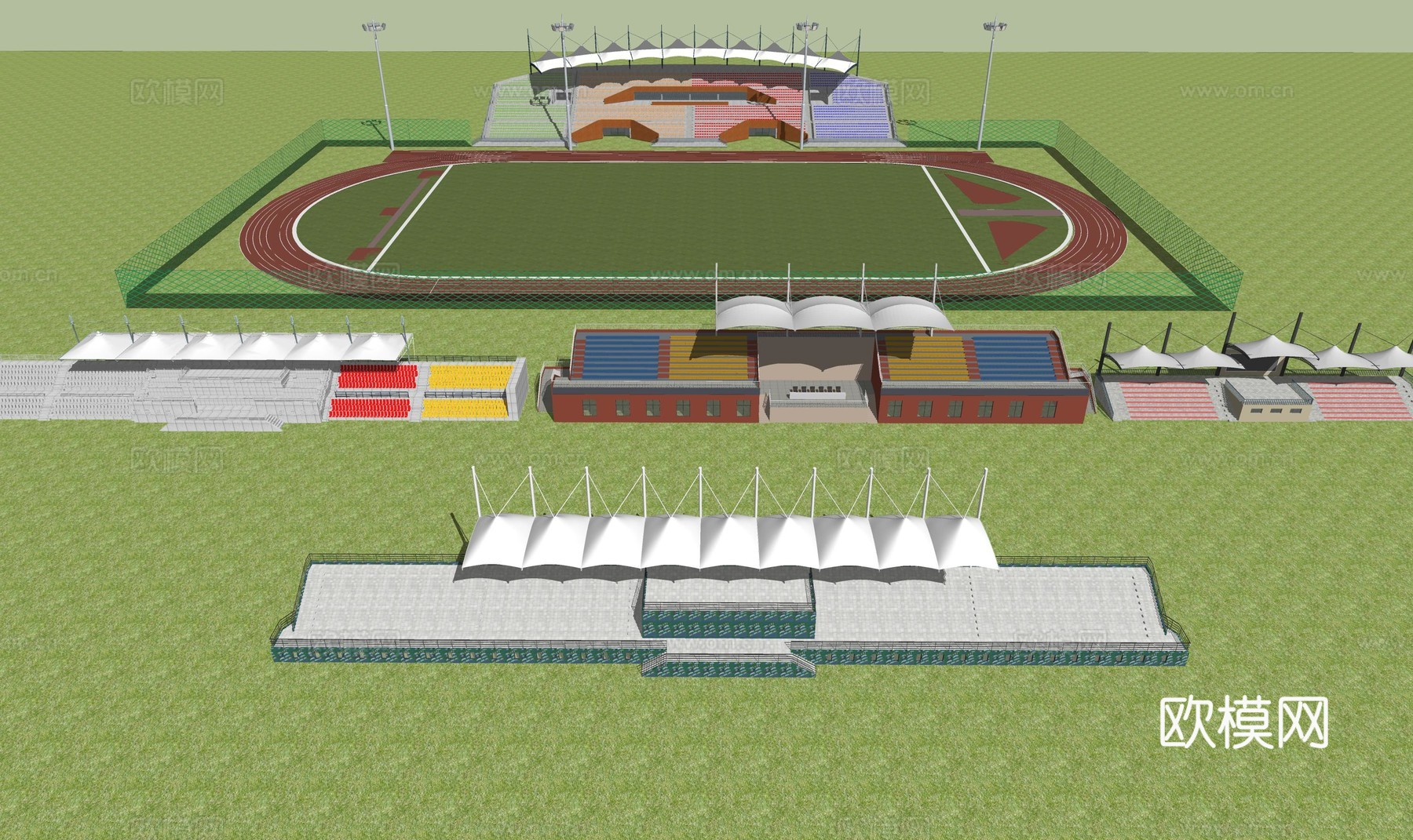 体育场看台su模型