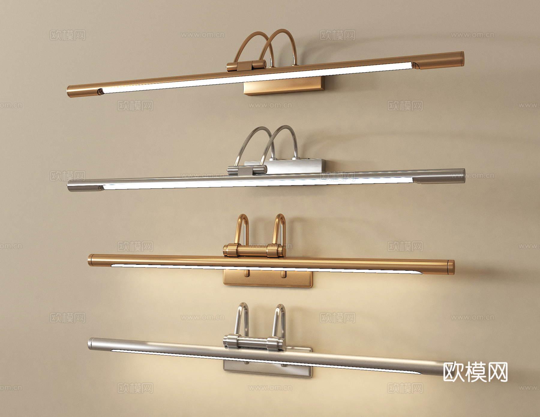 现代壁灯 镜前灯 条形壁灯 长条壁灯 金属壁灯su模型