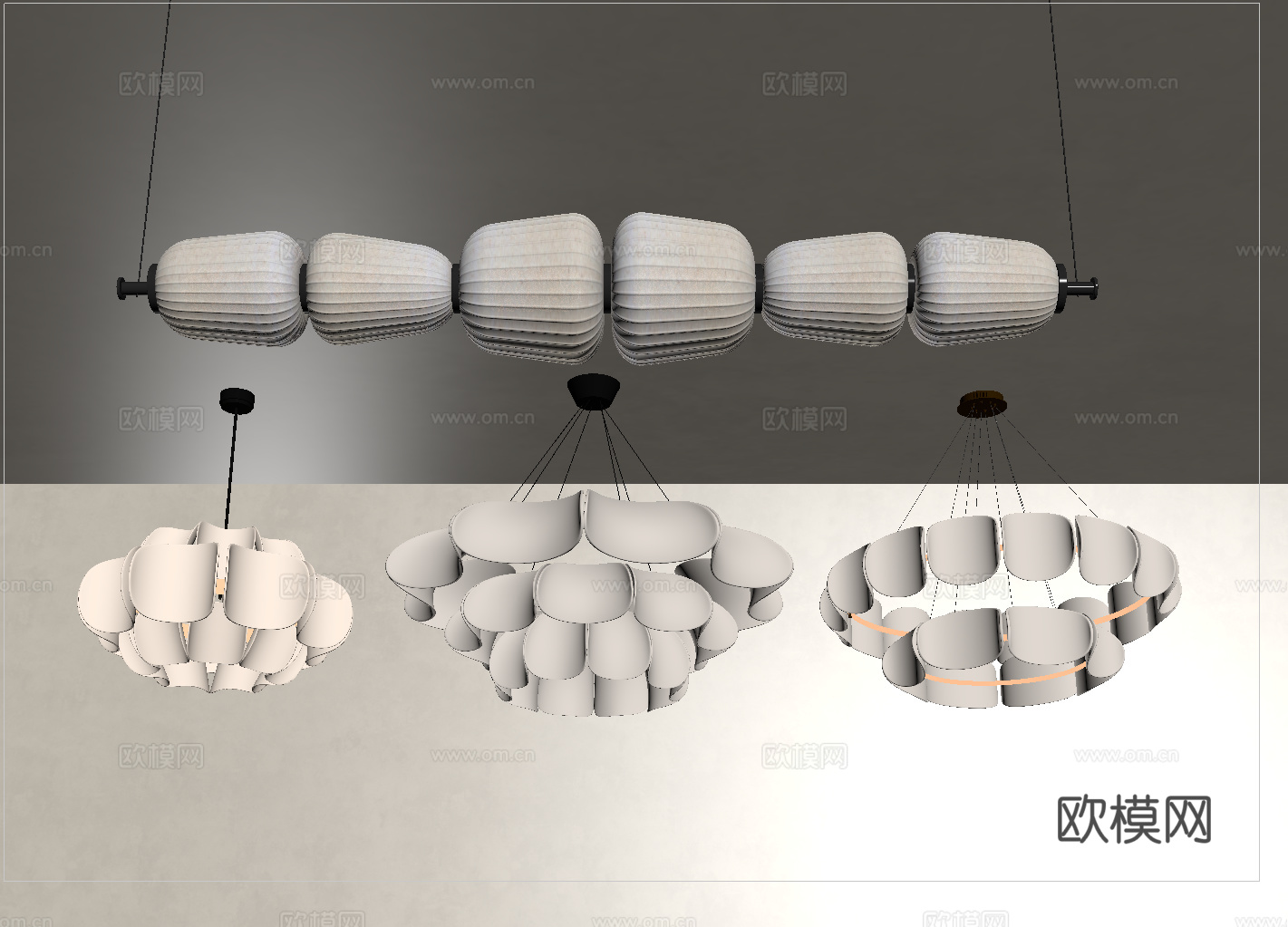 现代奶油吊灯 法式吊灯 环形吊灯 艺术吊灯su模型