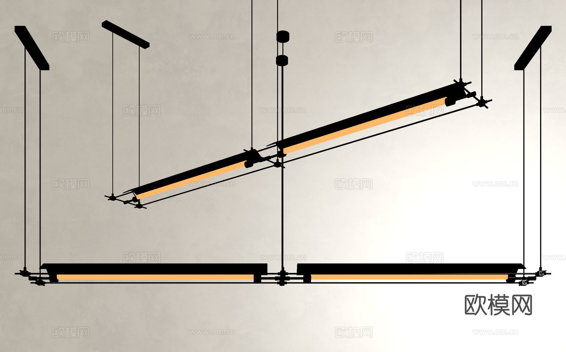 现代吊灯 办公室吊灯 长条吊灯su模型