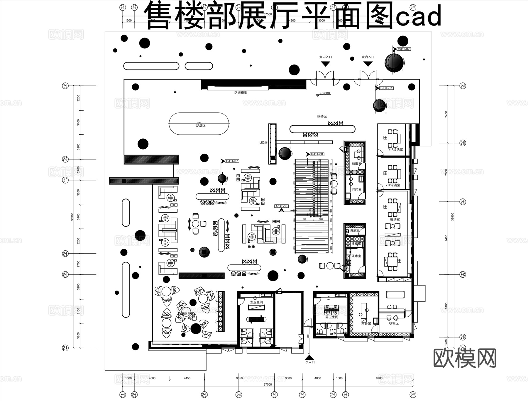 售楼部展厅平面图cad施工图