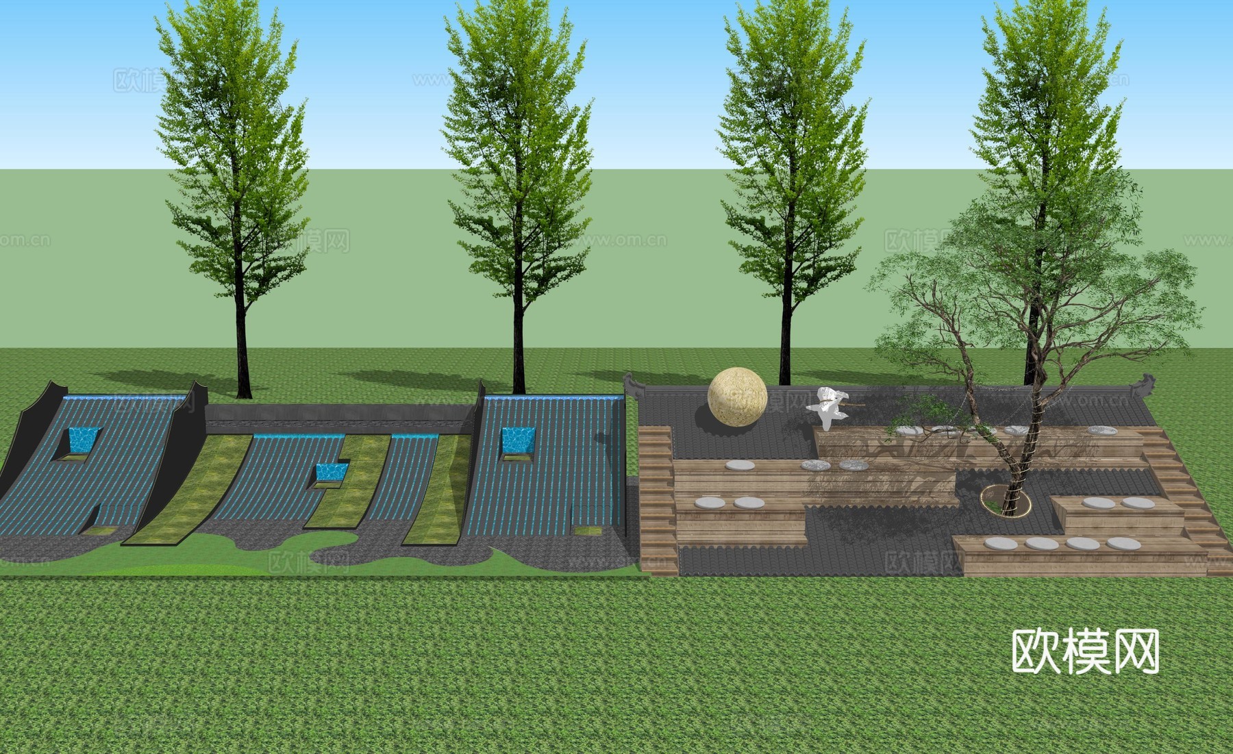 屋顶景观su模型