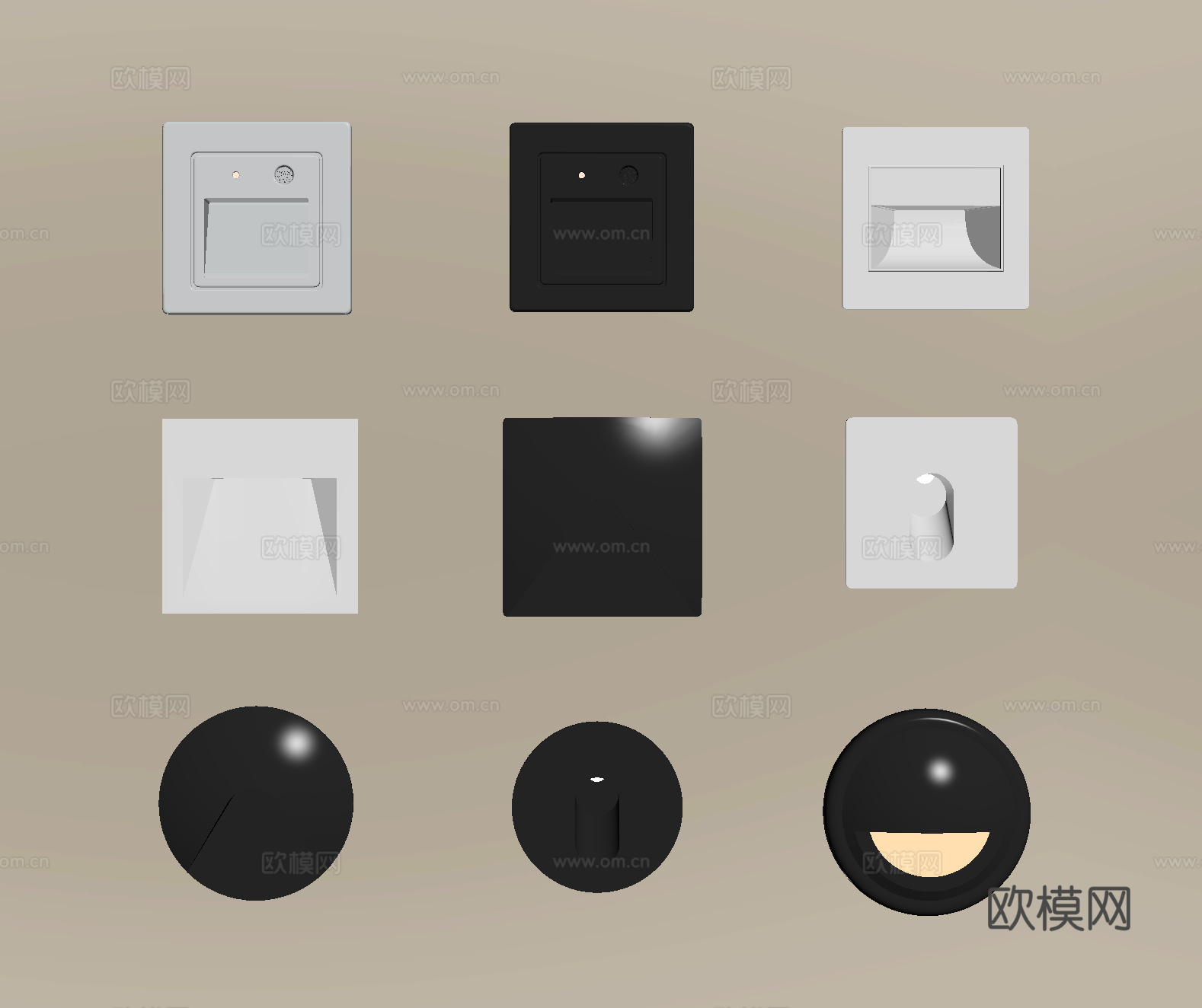 现代壁灯 楼梯感应灯 走廊感应灯 嵌入式su模型