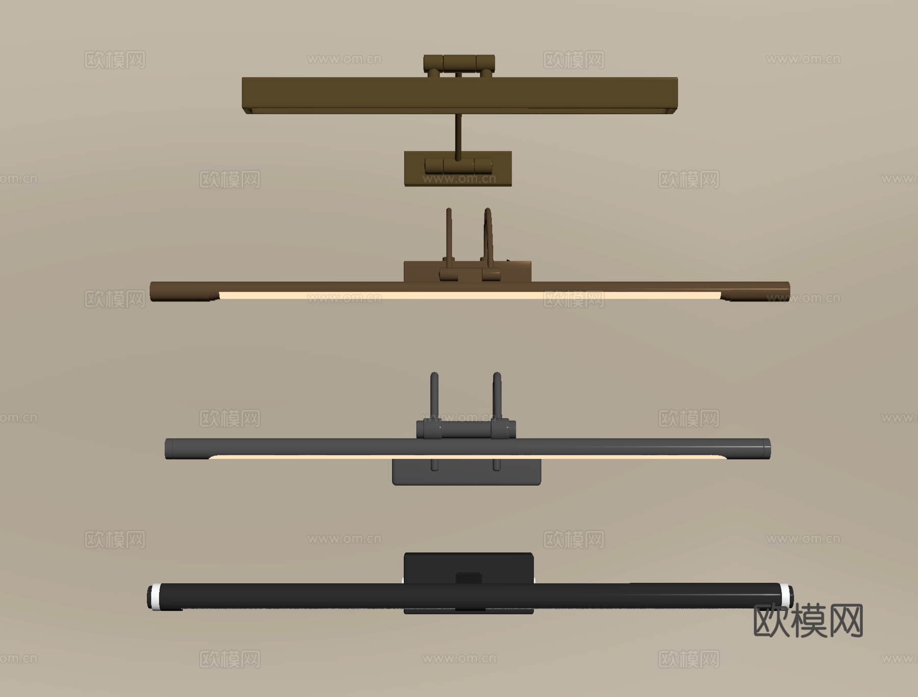 现代壁灯 镜前灯 条形壁灯 长条壁灯 金属壁灯su模型