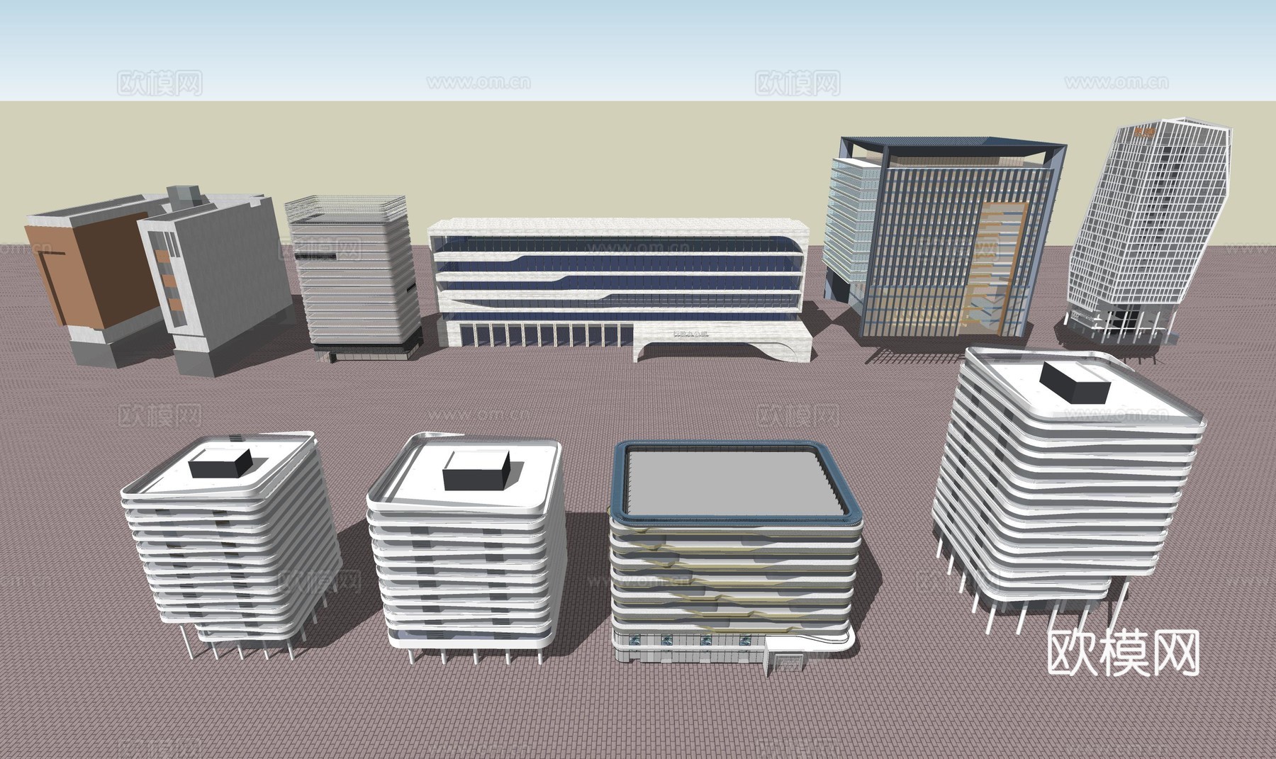 多层办公楼建筑su模型下载