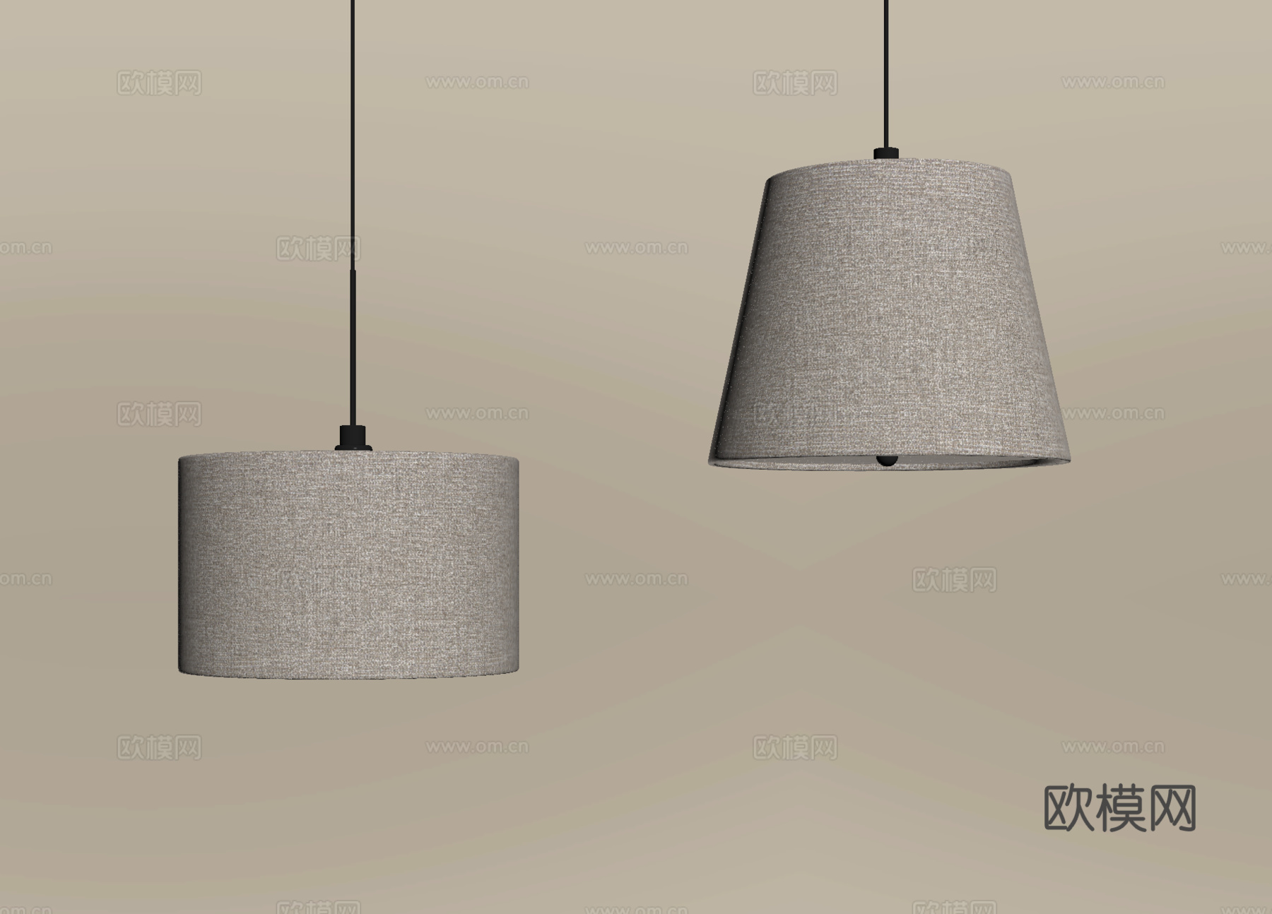 北欧布艺餐厅吊灯 吊线灯 卧室床头吊灯su模型
