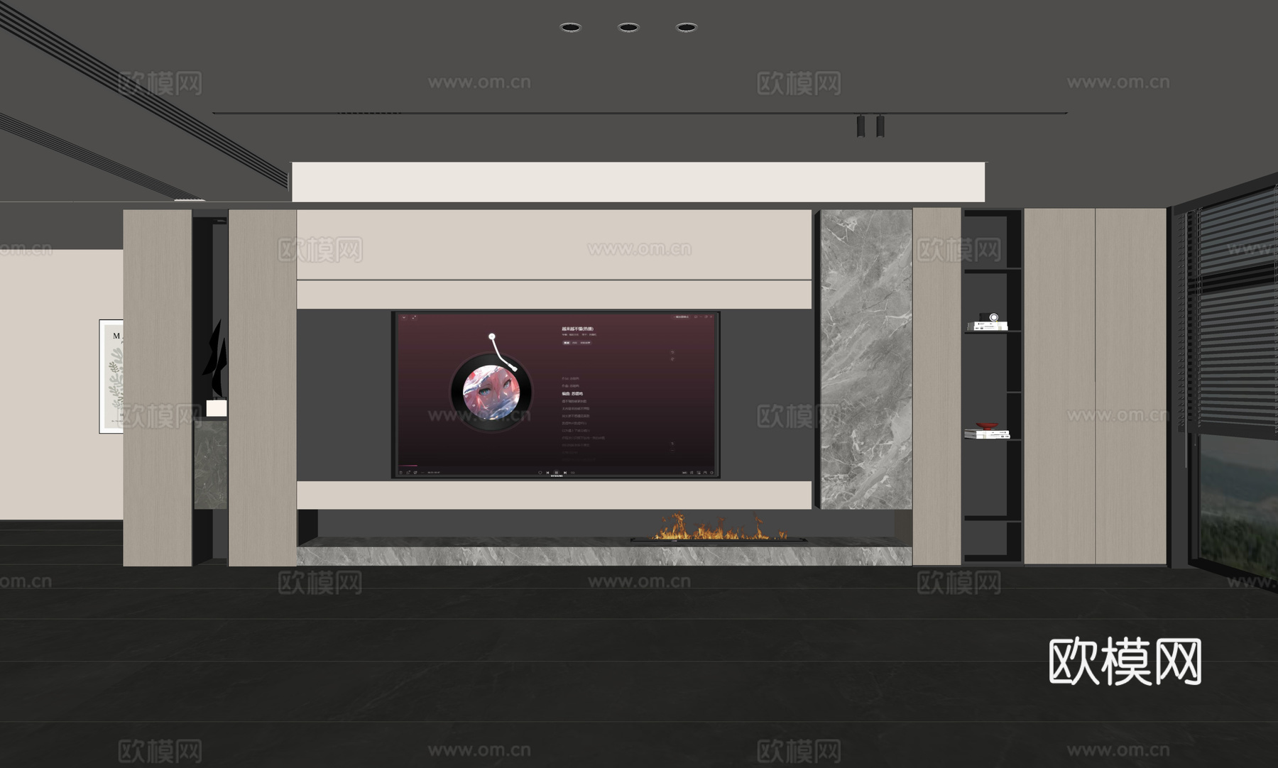 现代客厅 意式客厅 电视背景墙 电视柜 客厅背景su模型