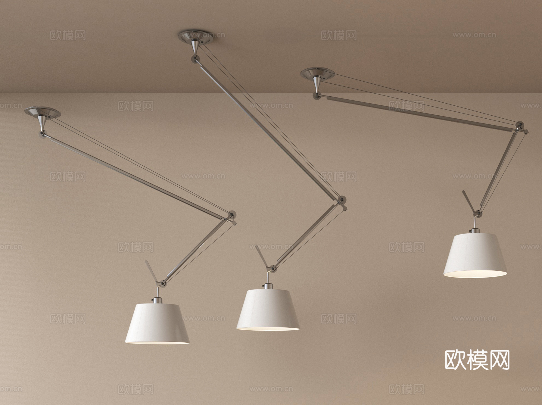 现代吊灯 摇臂灯 移位灯 不锈钢吊灯 金属吊灯su模型