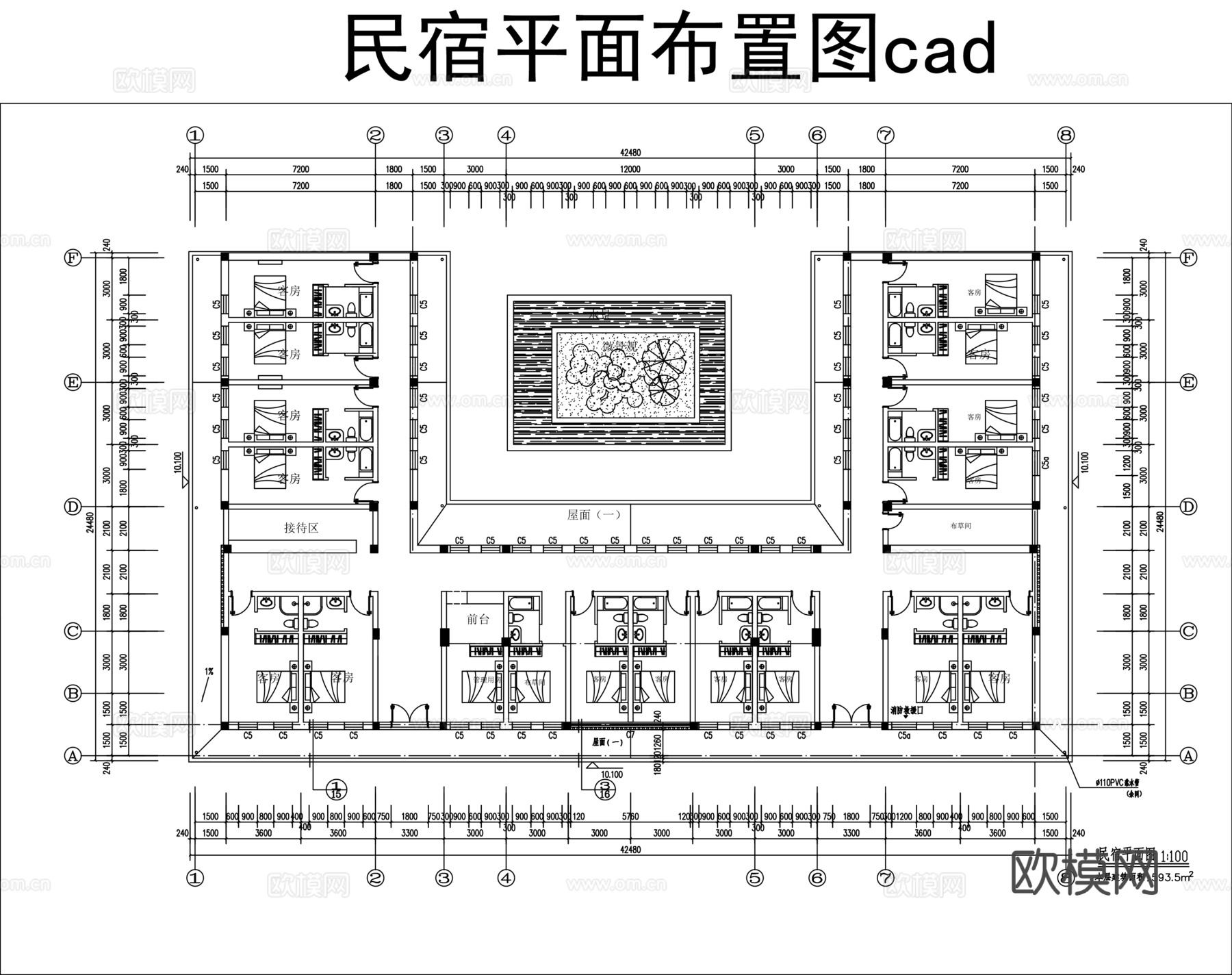 酒店民宿平面图cadcad施工图