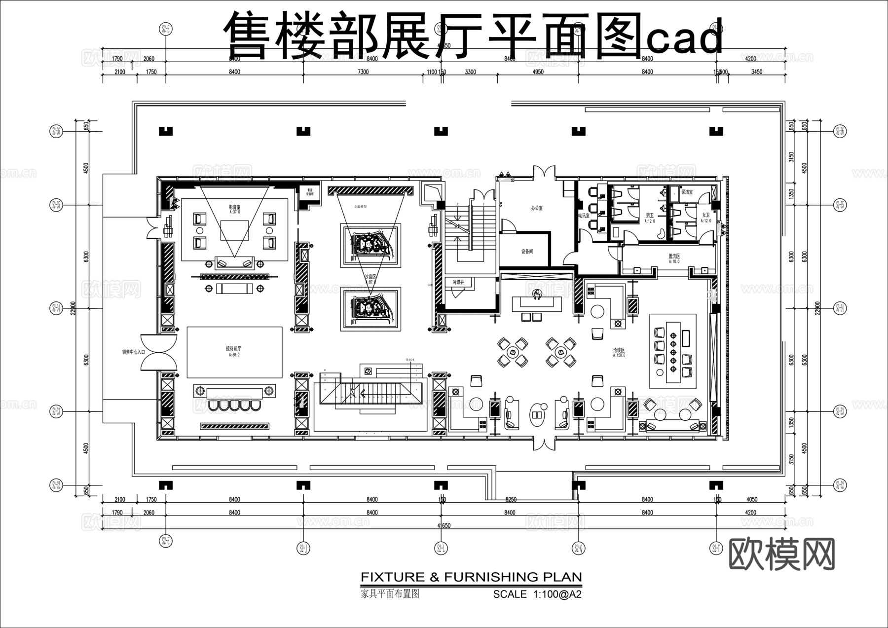 售楼部展厅平面图cadcad施工图