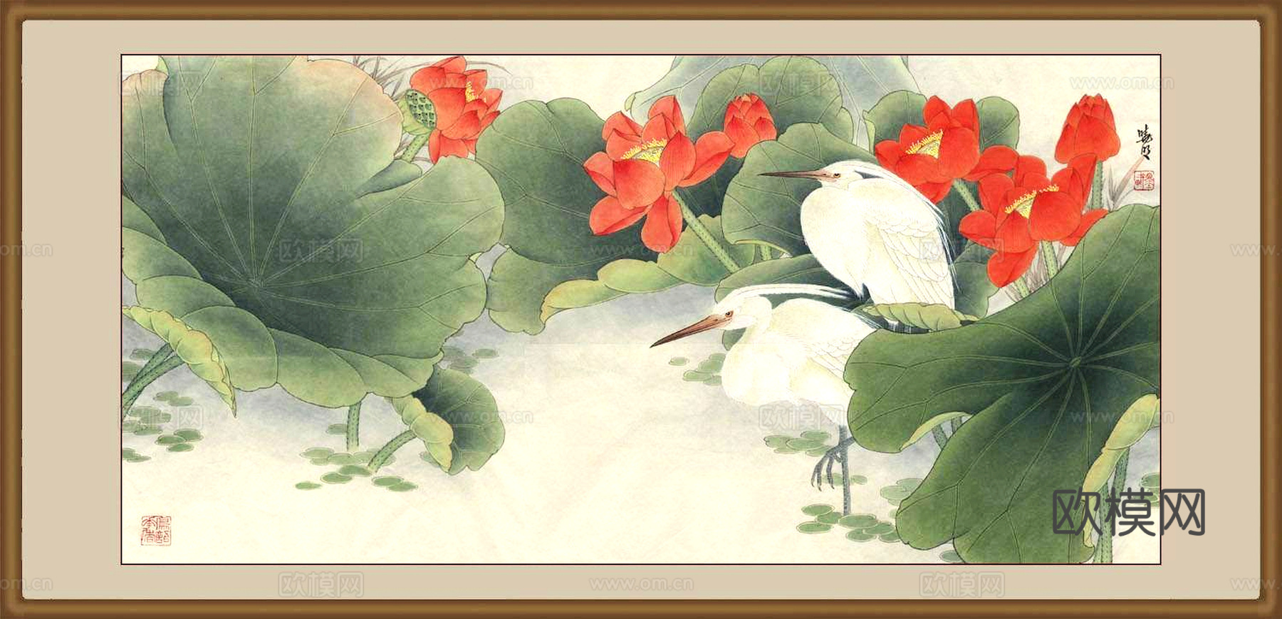 中式新中式挂画壁画字画山水花鸟背景墙壁纸装饰画油画下载