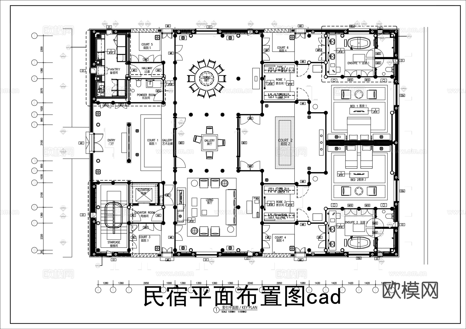 酒店民宿施工图cadcad施工图