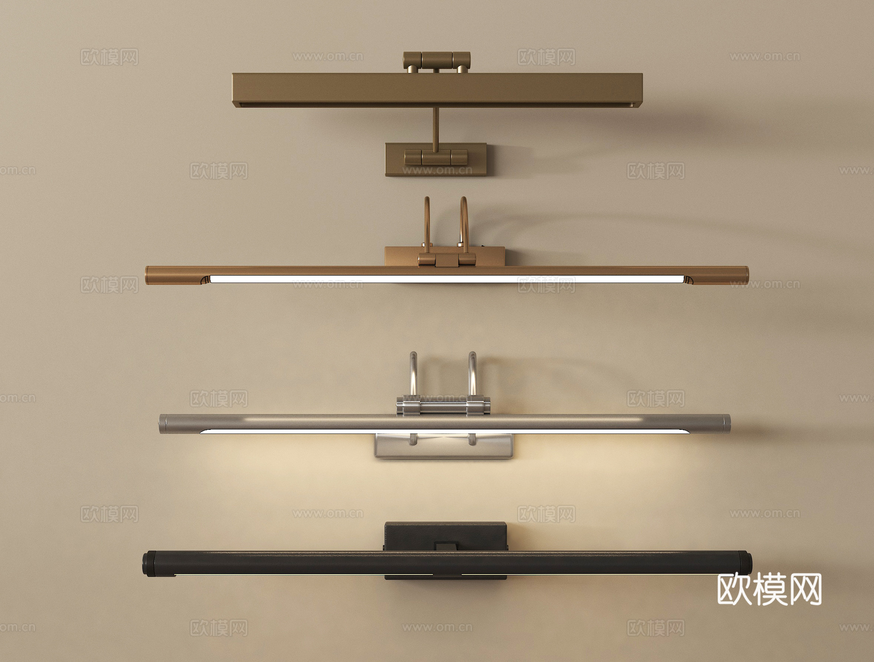 现代壁灯 镜前灯 条形壁灯 长条壁灯 金属壁灯su模型