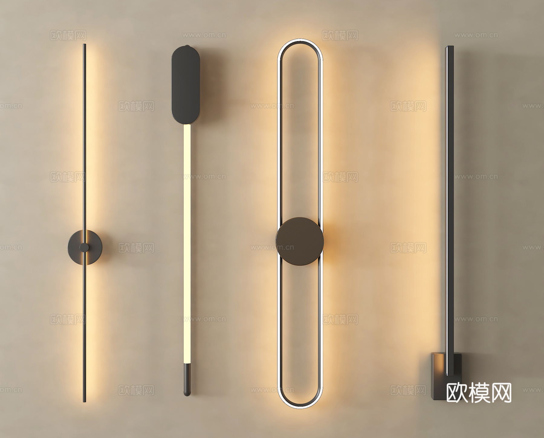 现代壁灯 金属壁灯 长条壁灯su模型