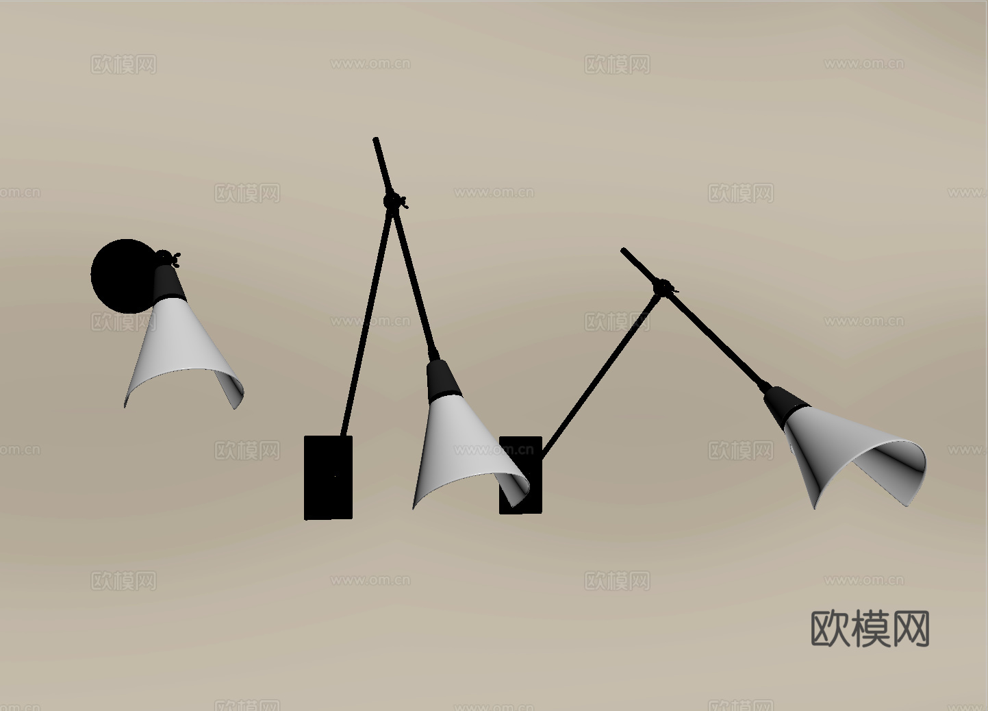 中古风摇臂壁灯 室内壁灯su模型