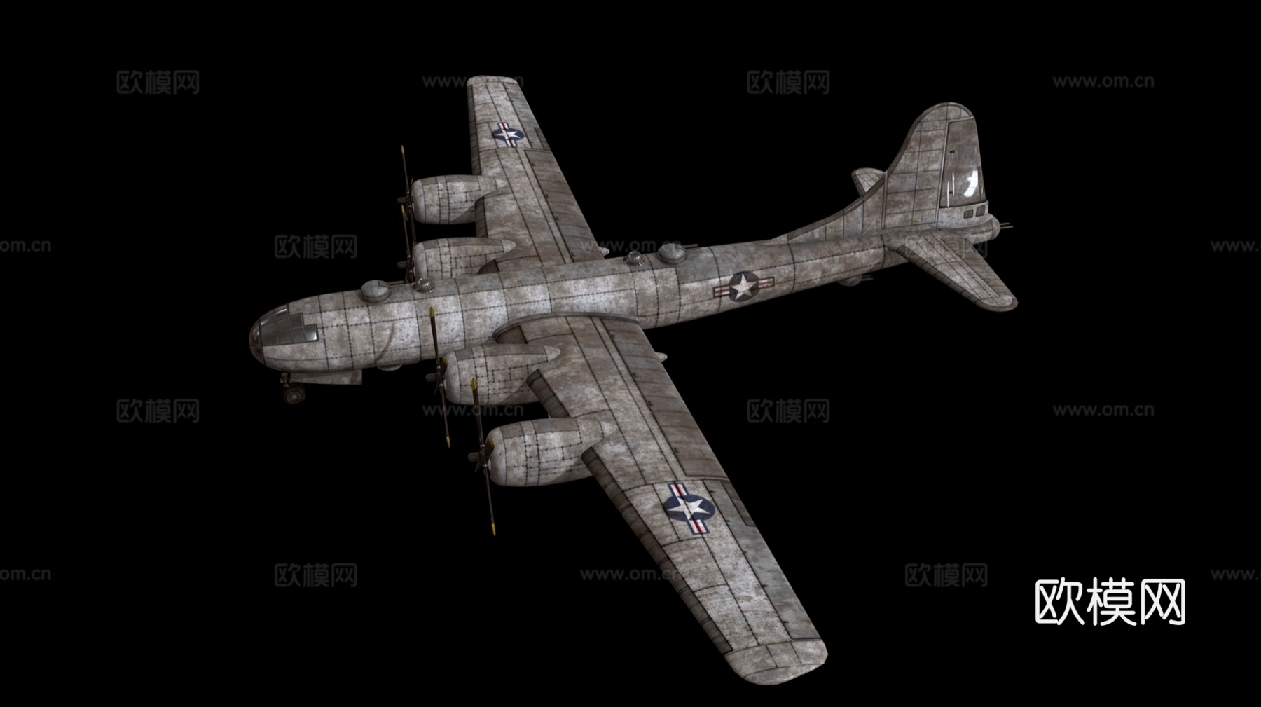 B-29轰炸机 飞机 螺旋桨战略轰炸机 老式飞机 复古飞机3d模型下载（渲染图2）