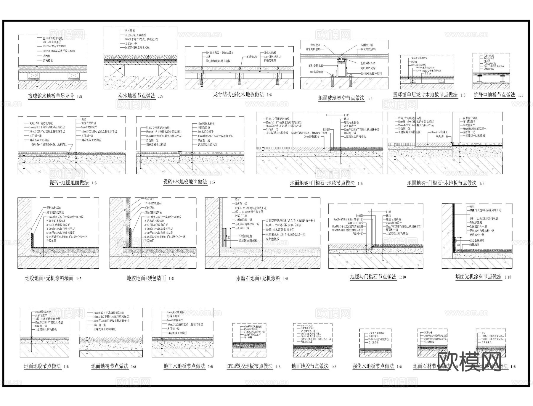 室内地面节点CADcad施工图