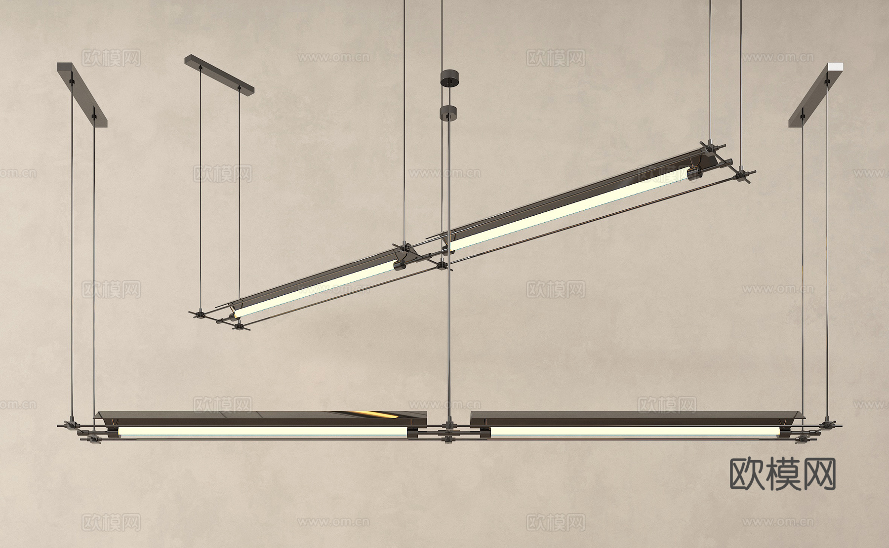 现代吊灯 办公室吊灯 长条吊灯su模型