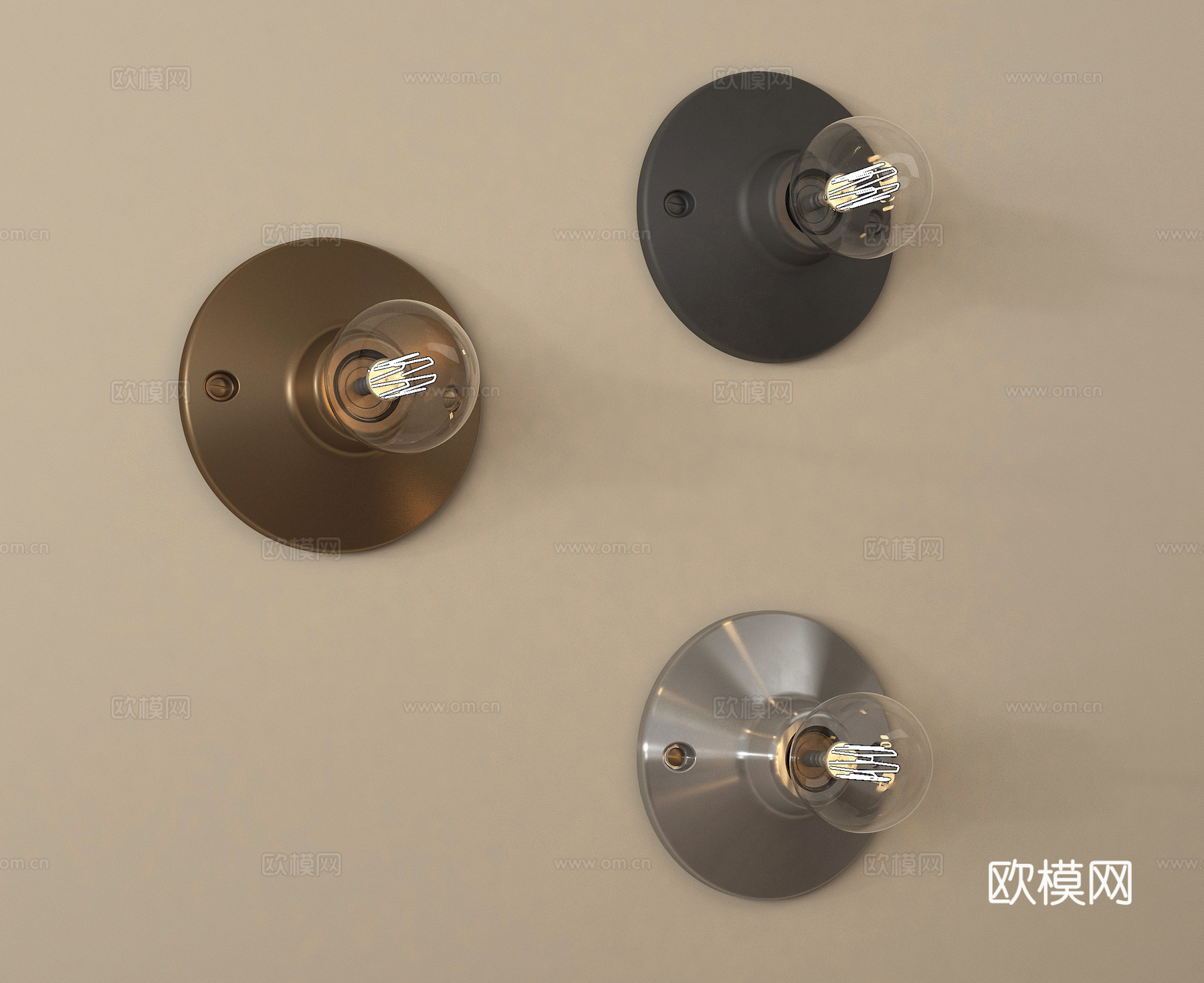 中古风壁灯 灯泡 白炽灯su模型