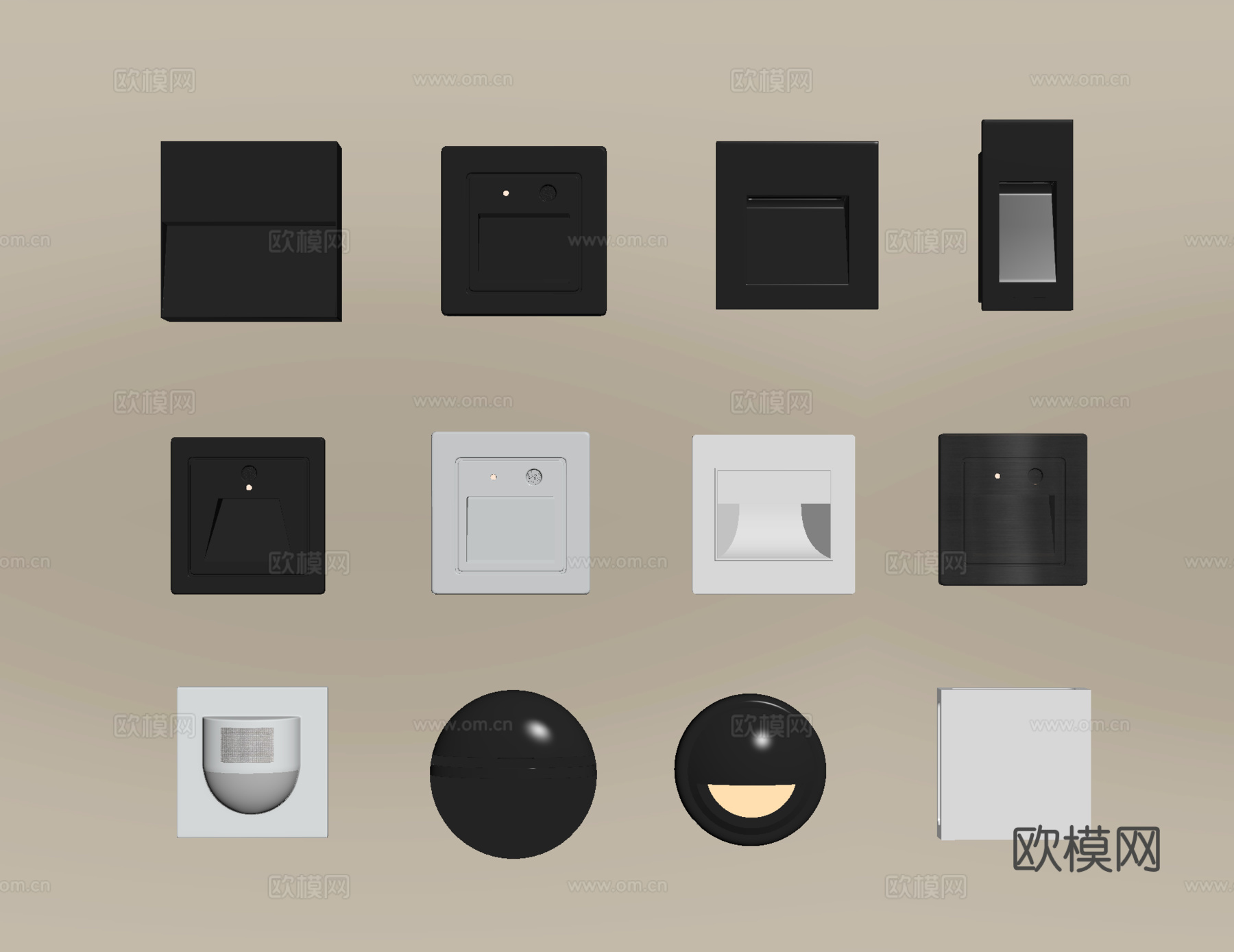 现代壁灯 楼梯感应灯 走廊感应灯 嵌入式su模型