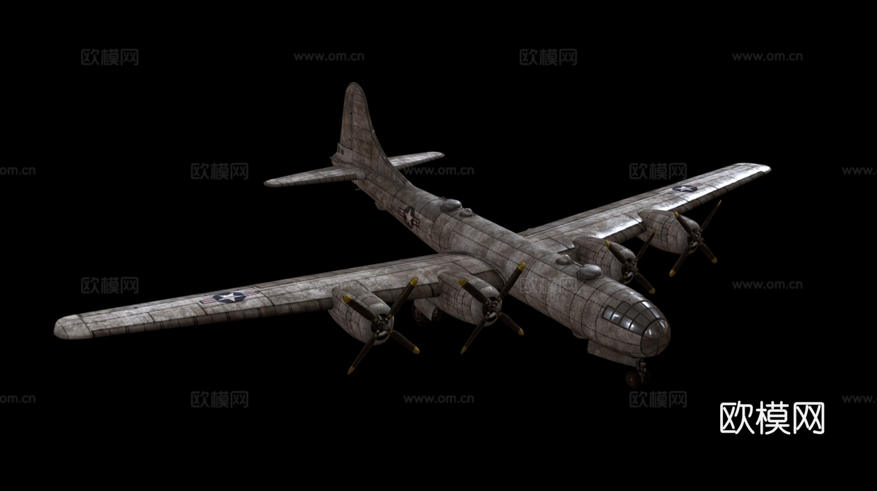 B-29轰炸机 飞机 螺旋桨战略轰炸机 老式飞机 复古飞机3d模型下载（渲染图5）
