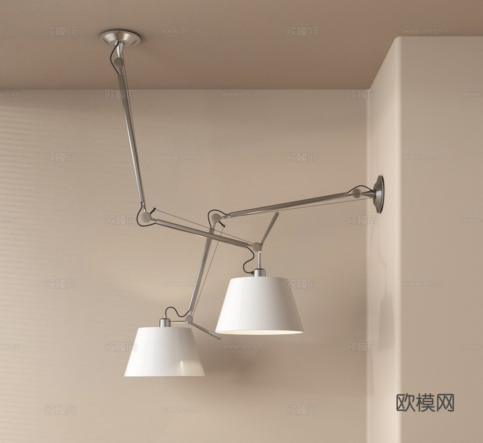 现代吊灯 摇臂灯 移位灯 不锈钢吊灯 金属吊灯su模型