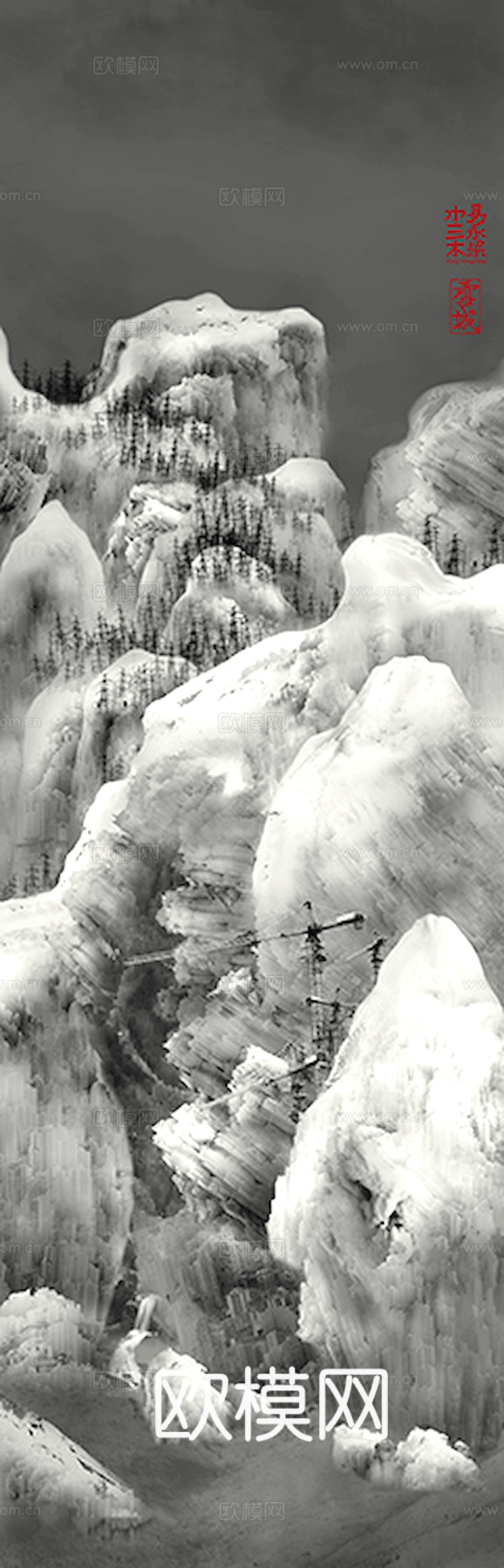 中式新中式挂画壁画字画山水花鸟背景墙壁纸装饰画油画下载