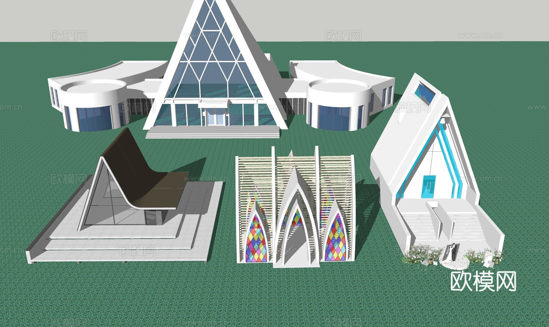 教堂打卡构筑物su模型