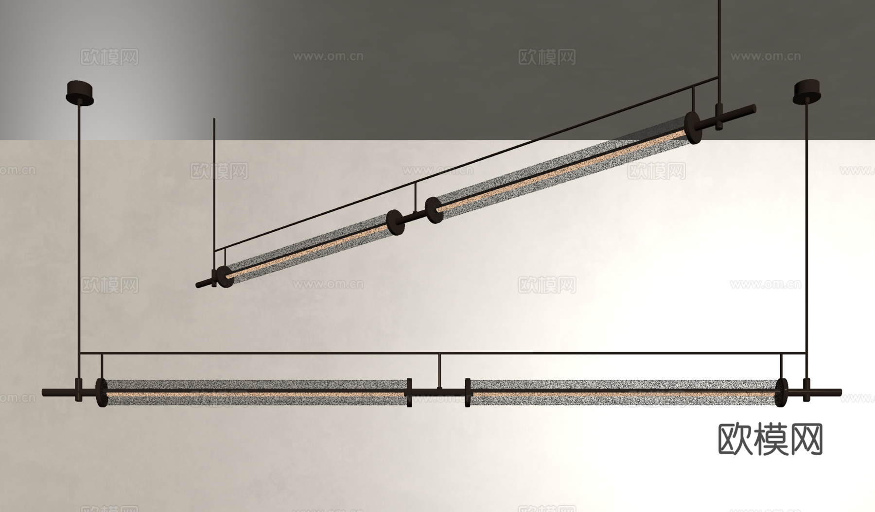 现代吊灯 玻璃吊灯 长条吊灯 办公吊灯su模型