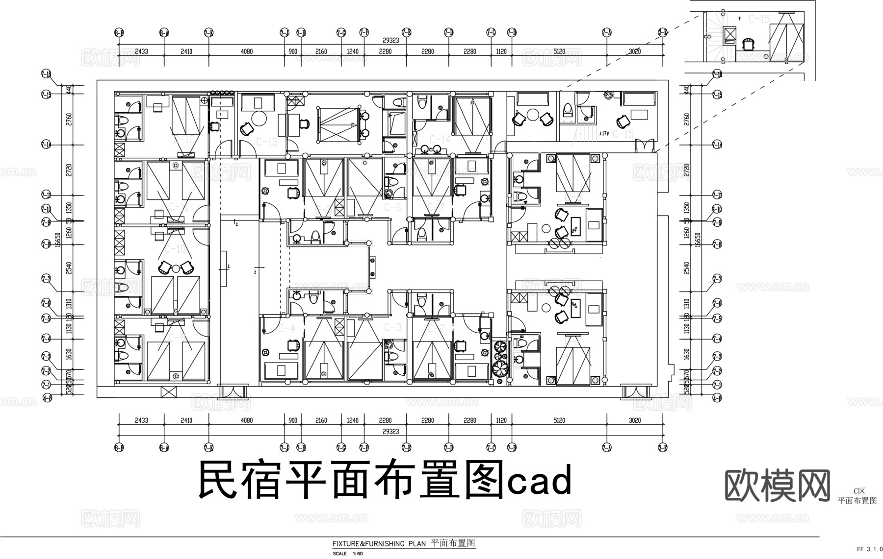 酒店民宿平面图cadcad施工图