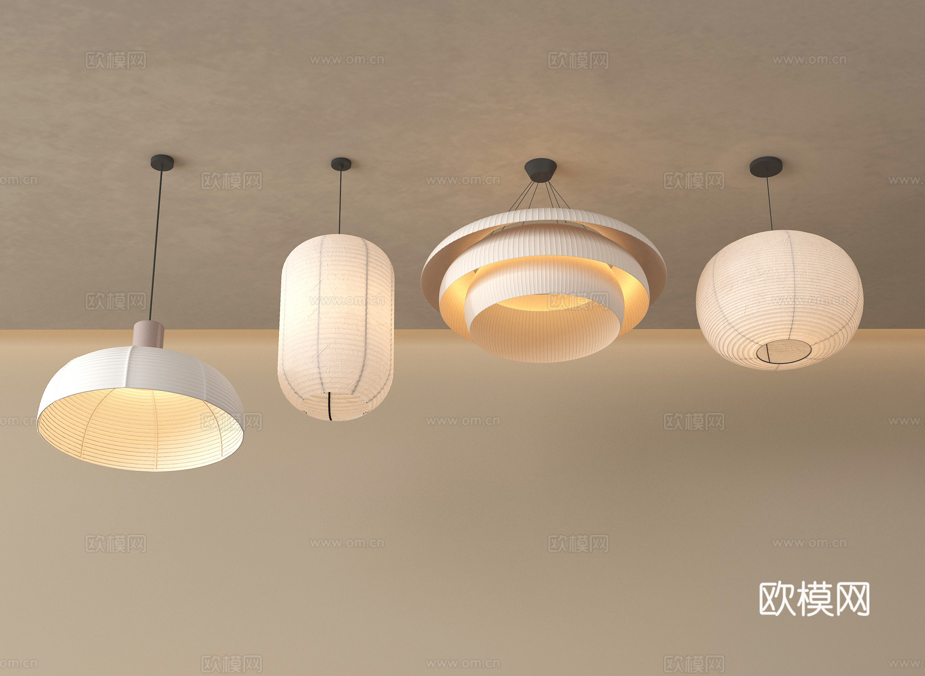 侘寂风吊灯 日式吊灯su模型