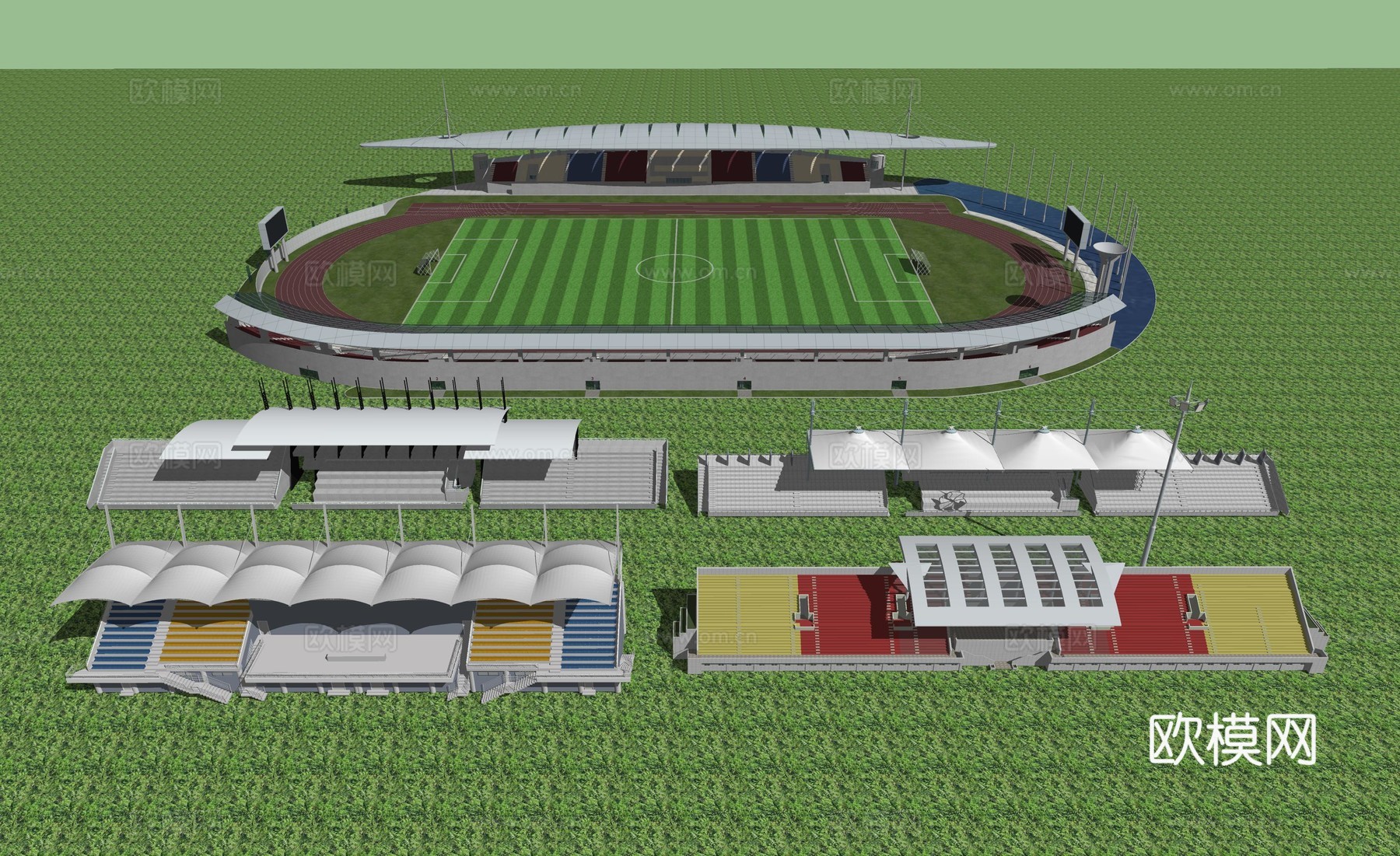 体育场看台su模型下载