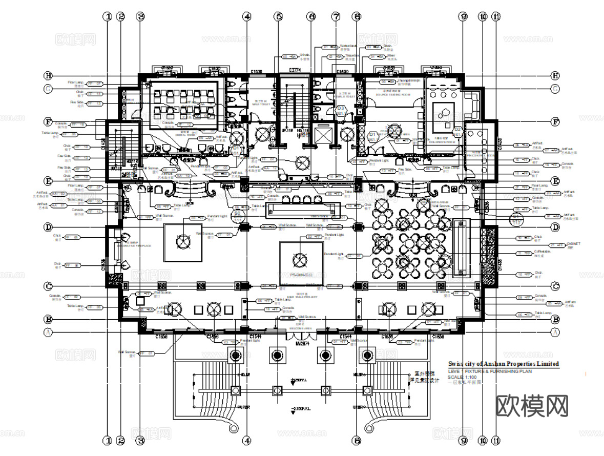 10套现代售楼处室内施工图效果图最新整理合集cad施工图
