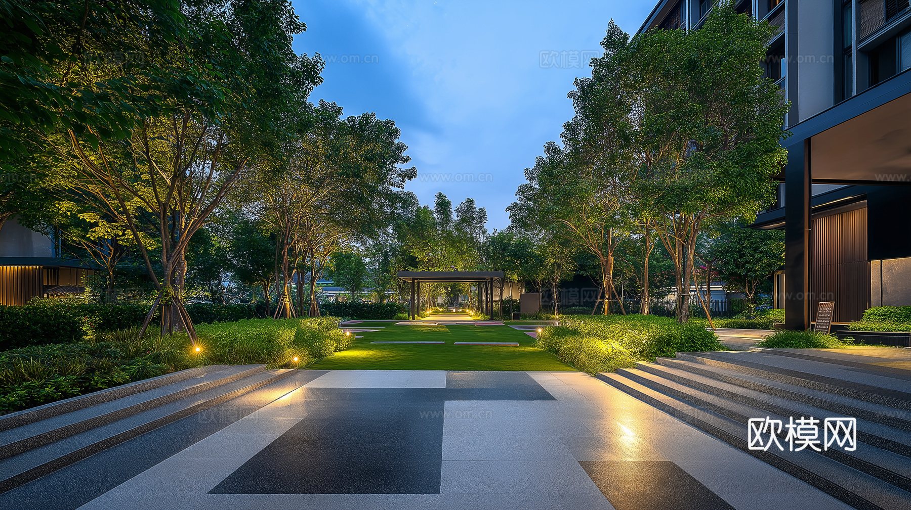 小区公园夜景